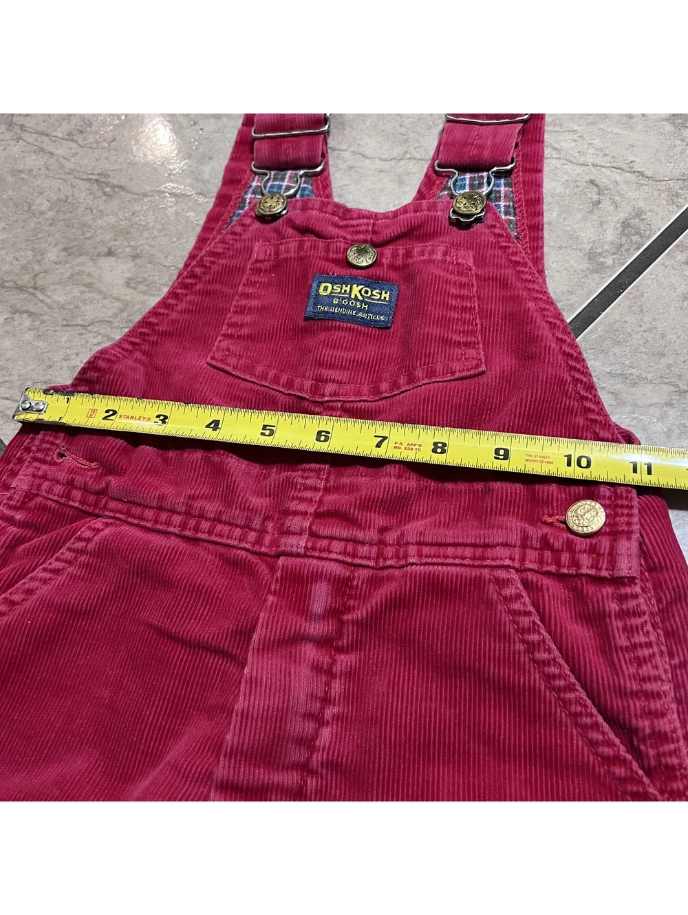 Vintage OshKosh Flannel Lined Corduroy Red Vest Back Bib Overalls 4T Retro